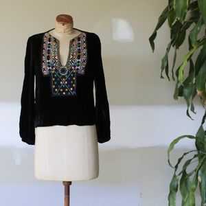 Vintage velvet embroidered Afghan blouse